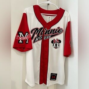 Disney Minnie Mouse White and Red Baseball-Style Jersey